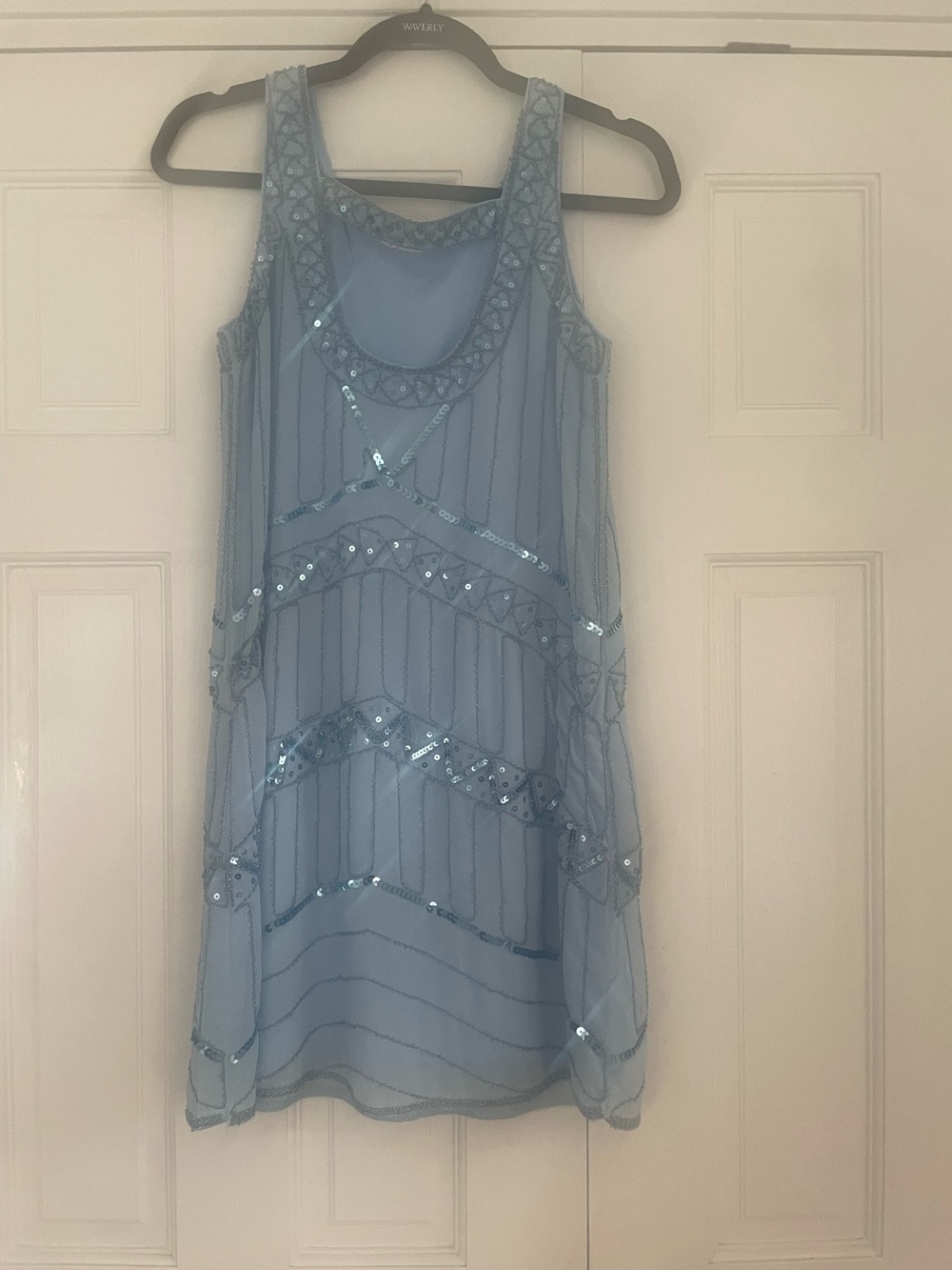 Molly Bracken Light Blue Sequined Sheer Layered Wedding Dress